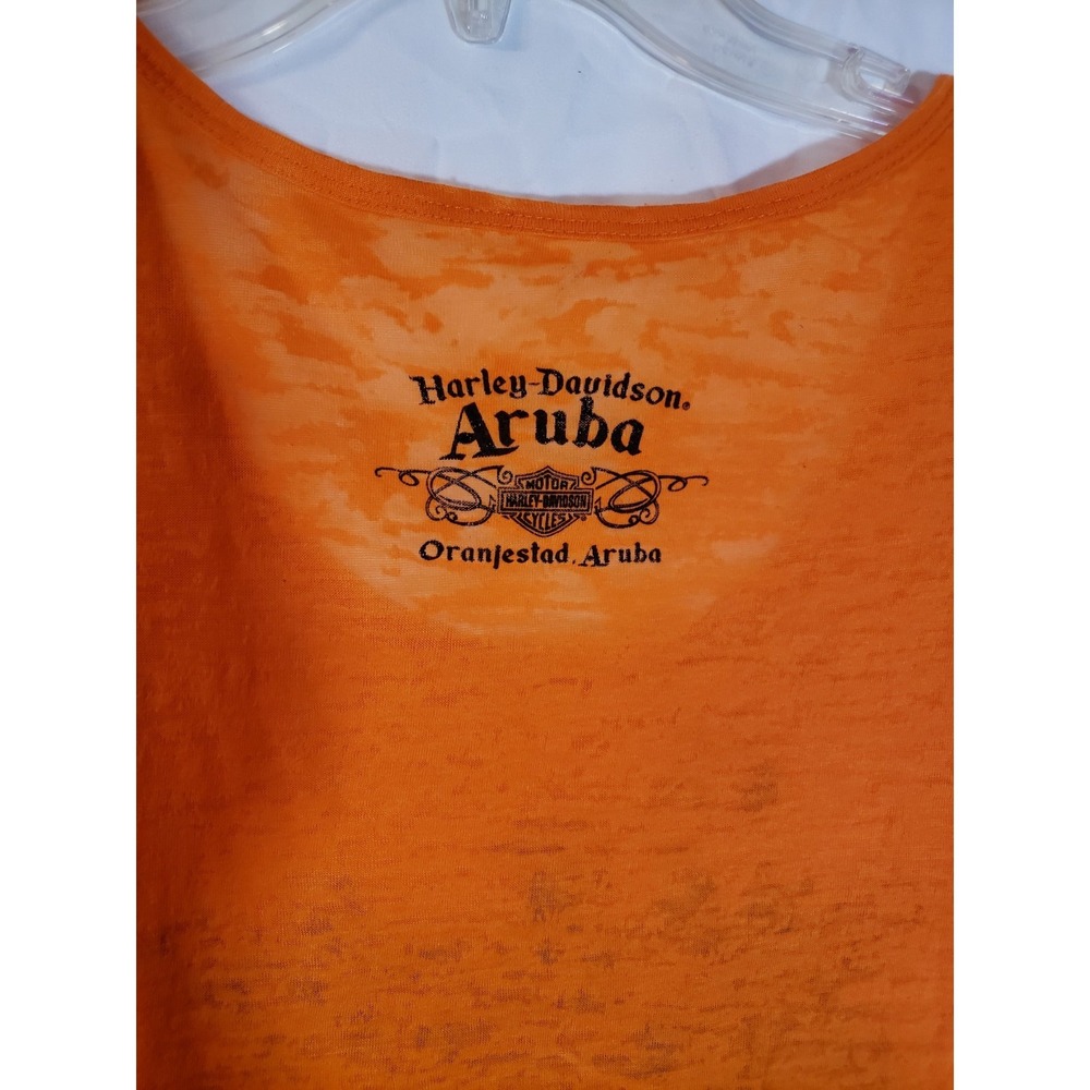 Women's Harley Davidson Orange Aruba Tank Top Size S - Picture 3 of 3